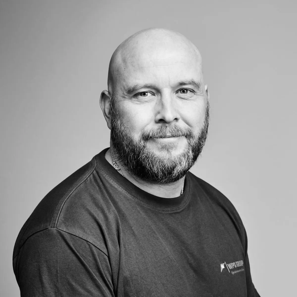 Lasse Clausen, ejer af WPS, portræt i sort-hvid